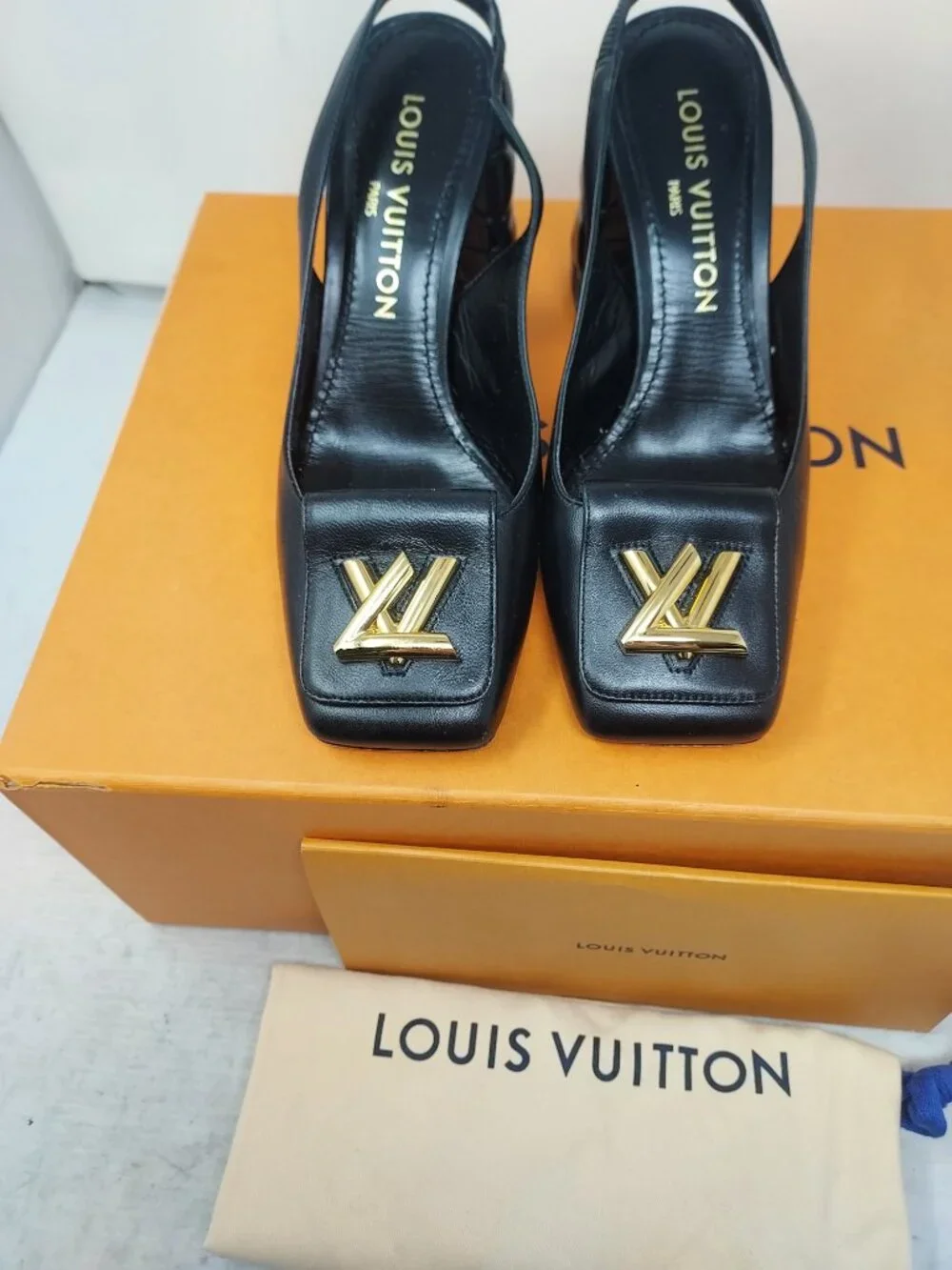 Louis Vuitton LV Logo Black Shake Slingback Pump